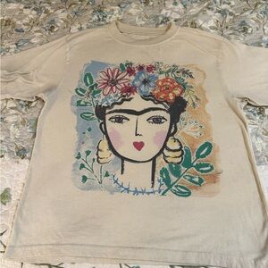 Artistic Floral Beige Short Sleeve Tee